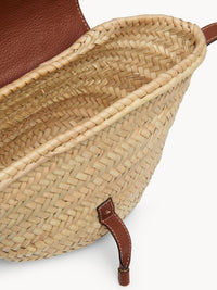Petit panier porté épaule Marcie en feuille de palmier - Tan