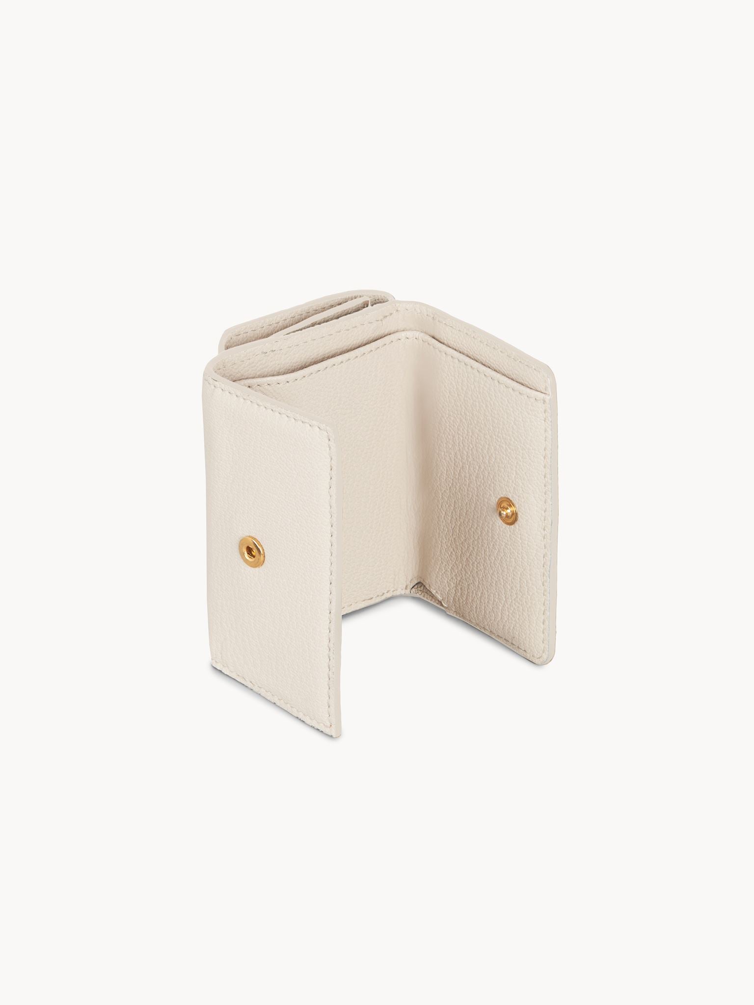 Mini portefeuille Tilda trois volets en cuir grainé - Cement Beige