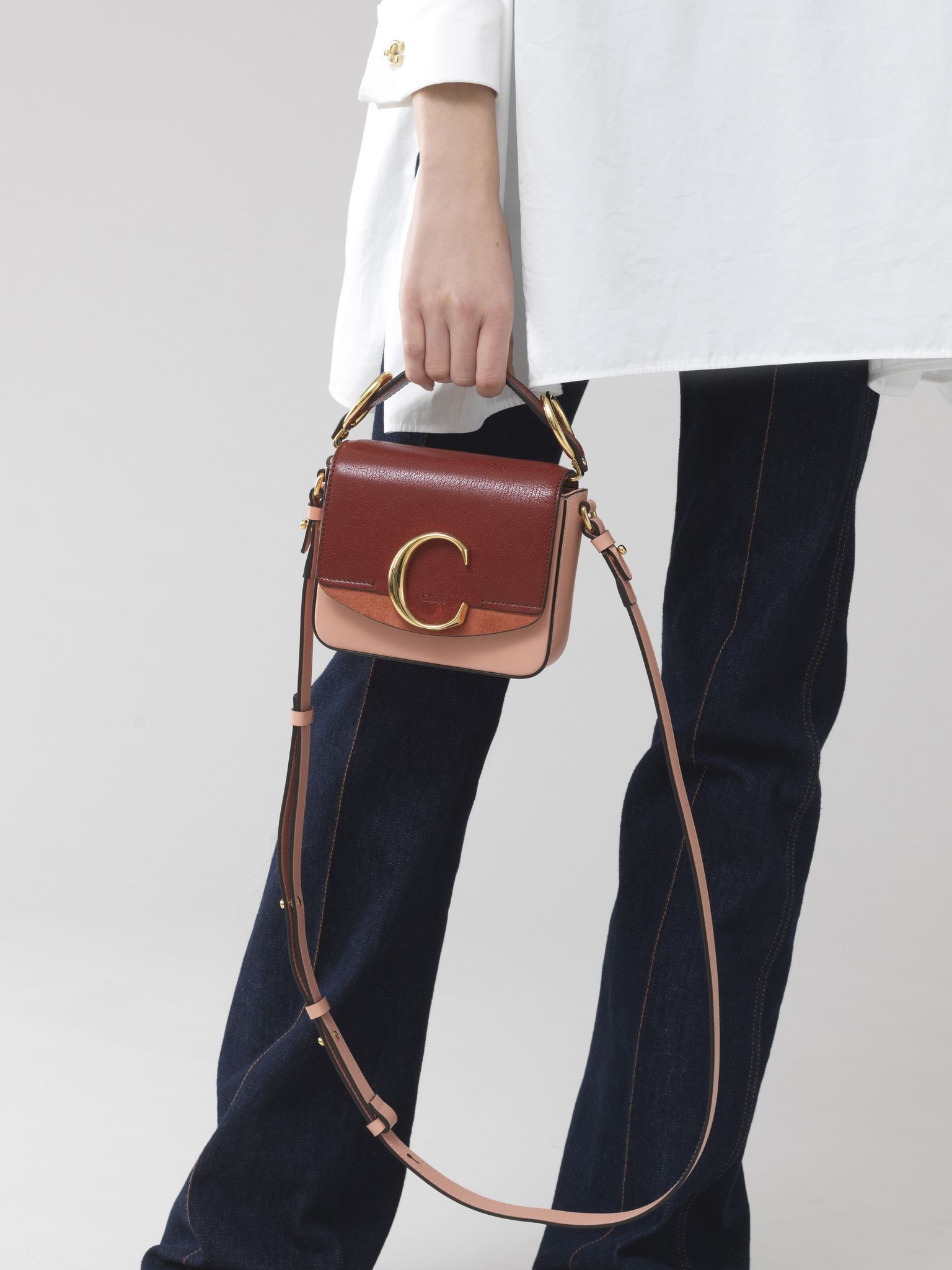 Mini sac Chloé C en cuir - Fallow Pink