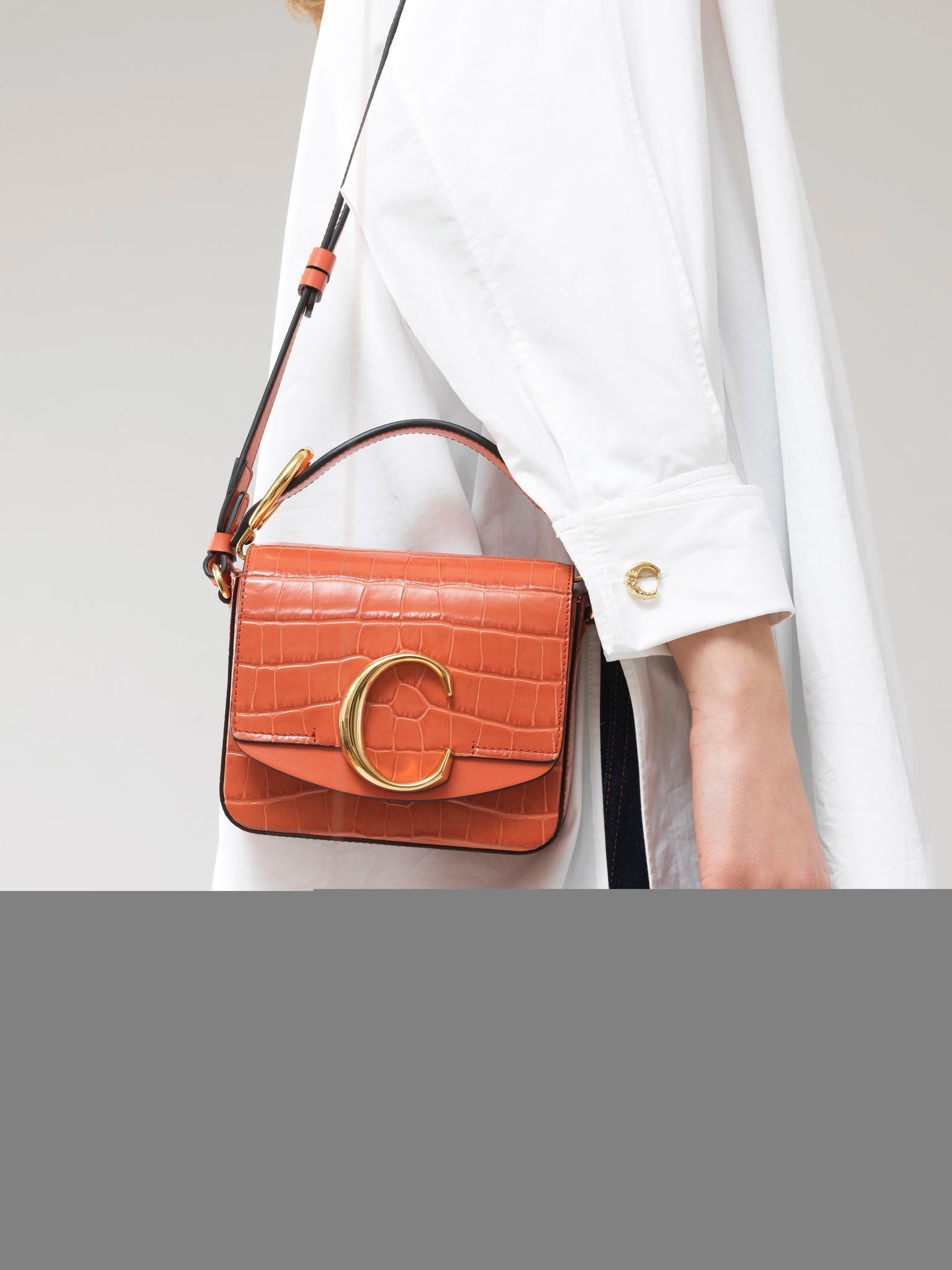 Mini sac Chloé C en cuir - Tawny Orange