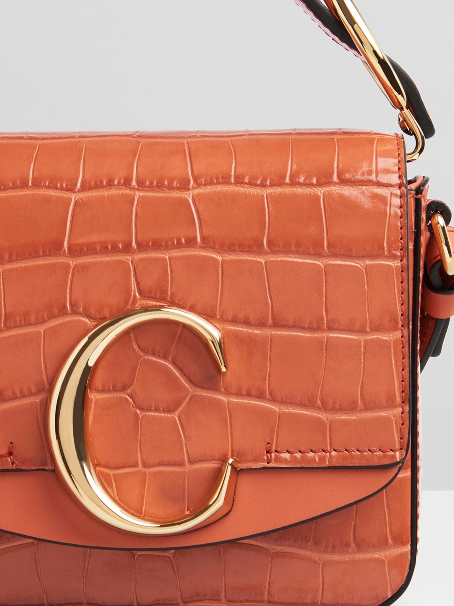 Mini sac Chloé C en cuir - Tawny Orange