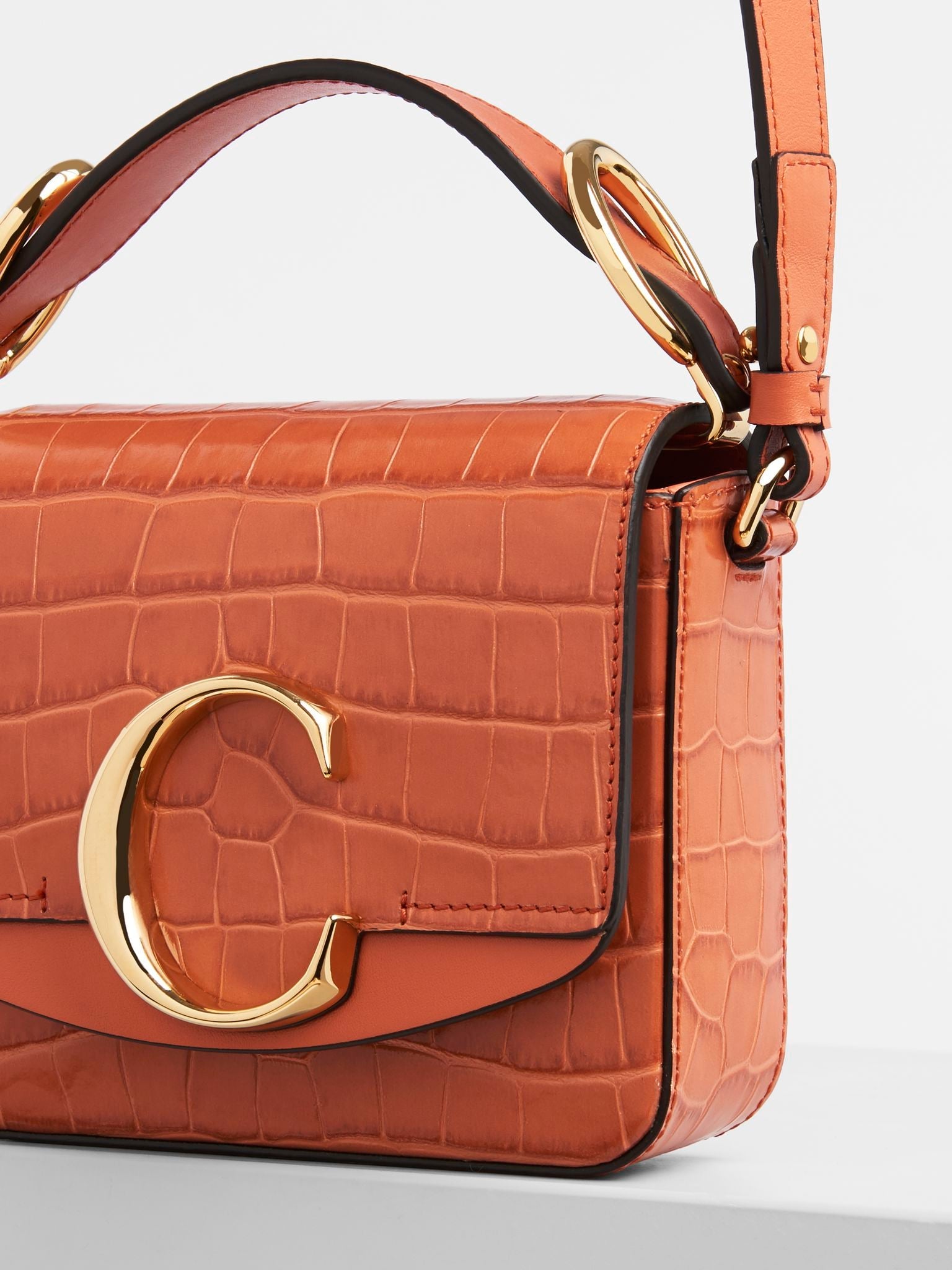 Mini sac Chloé C en cuir - Tawny Orange