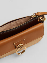 Pochette Tess à bandoulière chaîne en cuir - Brown & Beige