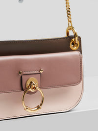 Pochette Tess à bandoulière chaîne en cuir - Dark Sienna Rose