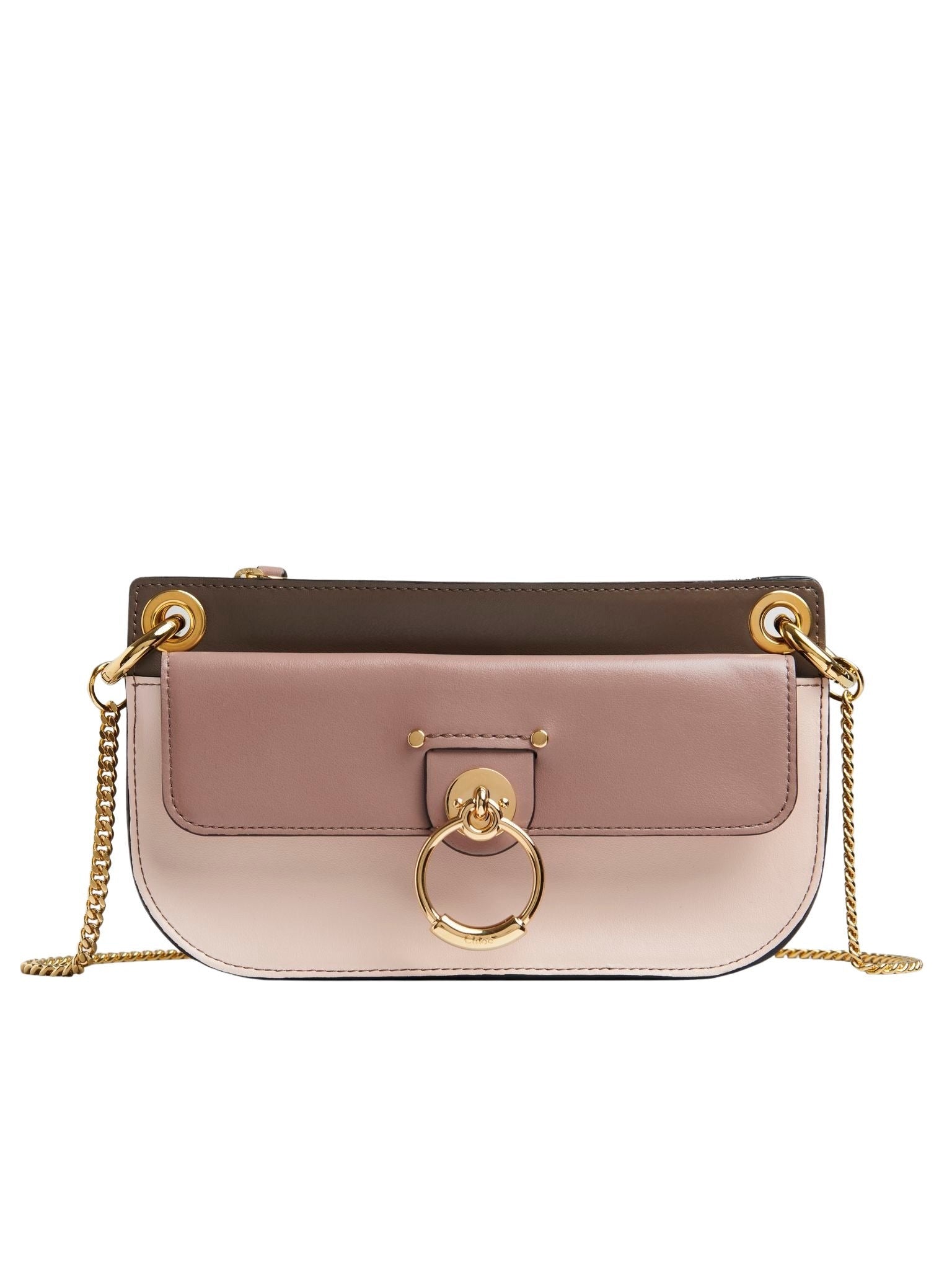 Pochette Tess à bandoulière chaîne en cuir - Dark Sienna Rose