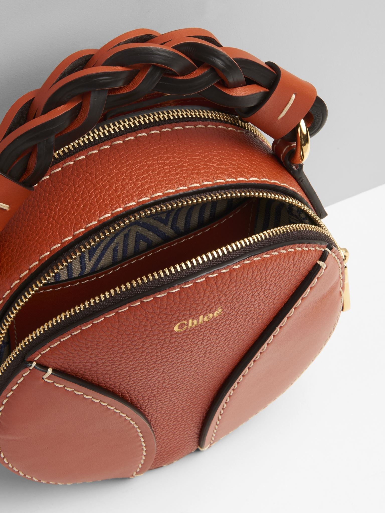 Mini sac rond Daria en cuir - Auburn Orange