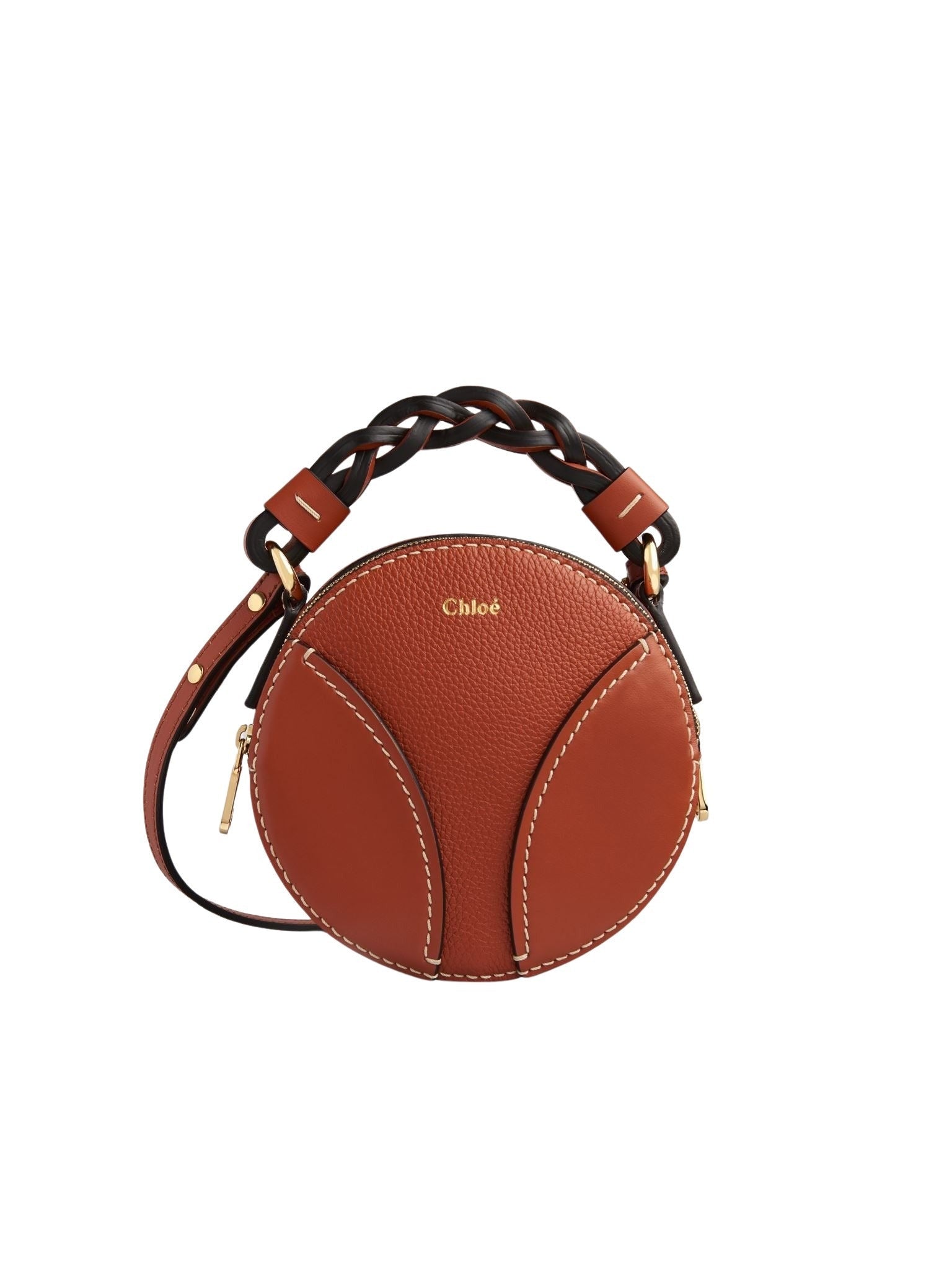 Mini sac rond Daria en cuir - Auburn Orange