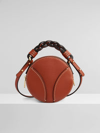 Mini sac rond Daria en cuir - Auburn Orange