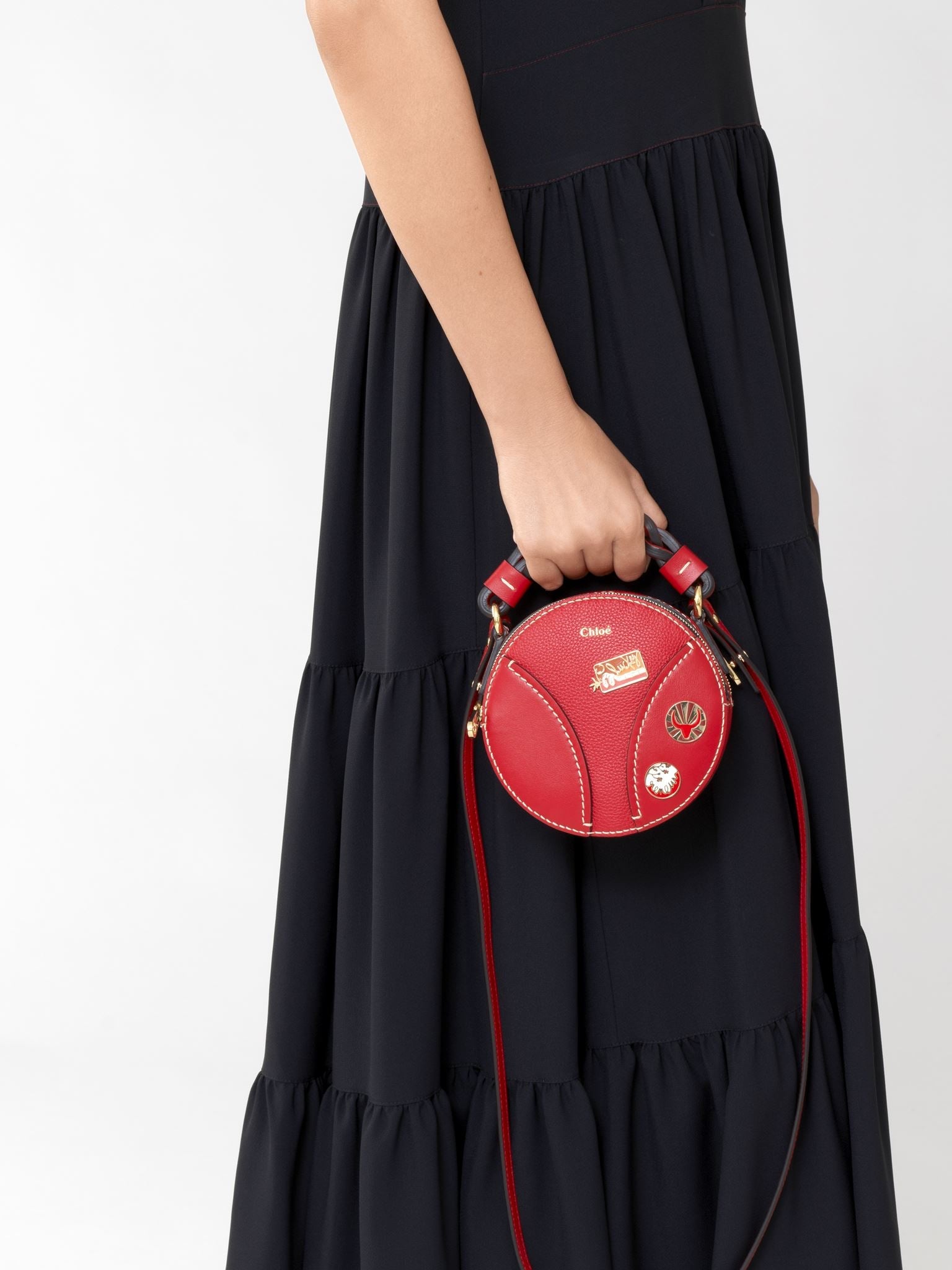 Mini sac rond Daria en cuir - Juicy Red
