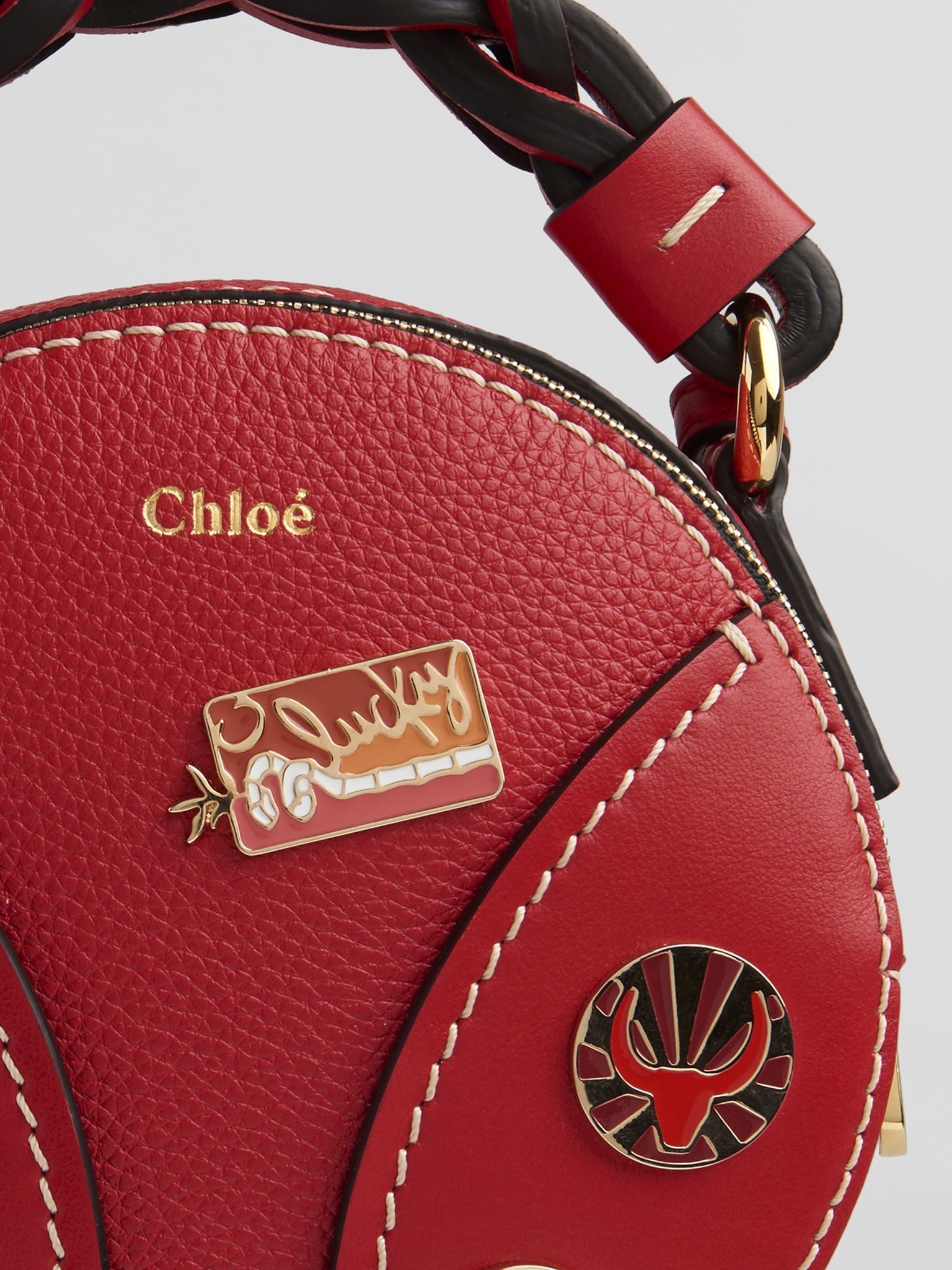 Mini sac rond Daria en cuir - Juicy Red