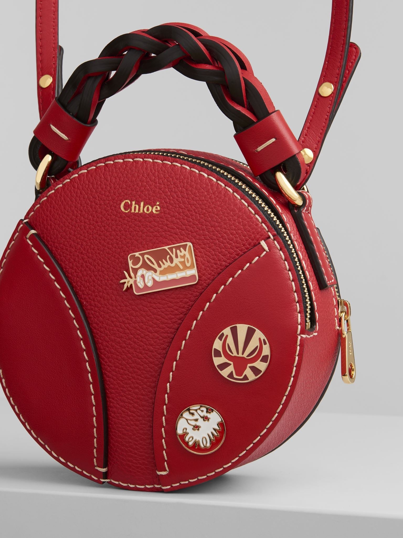 Mini sac rond Daria en cuir - Juicy Red
