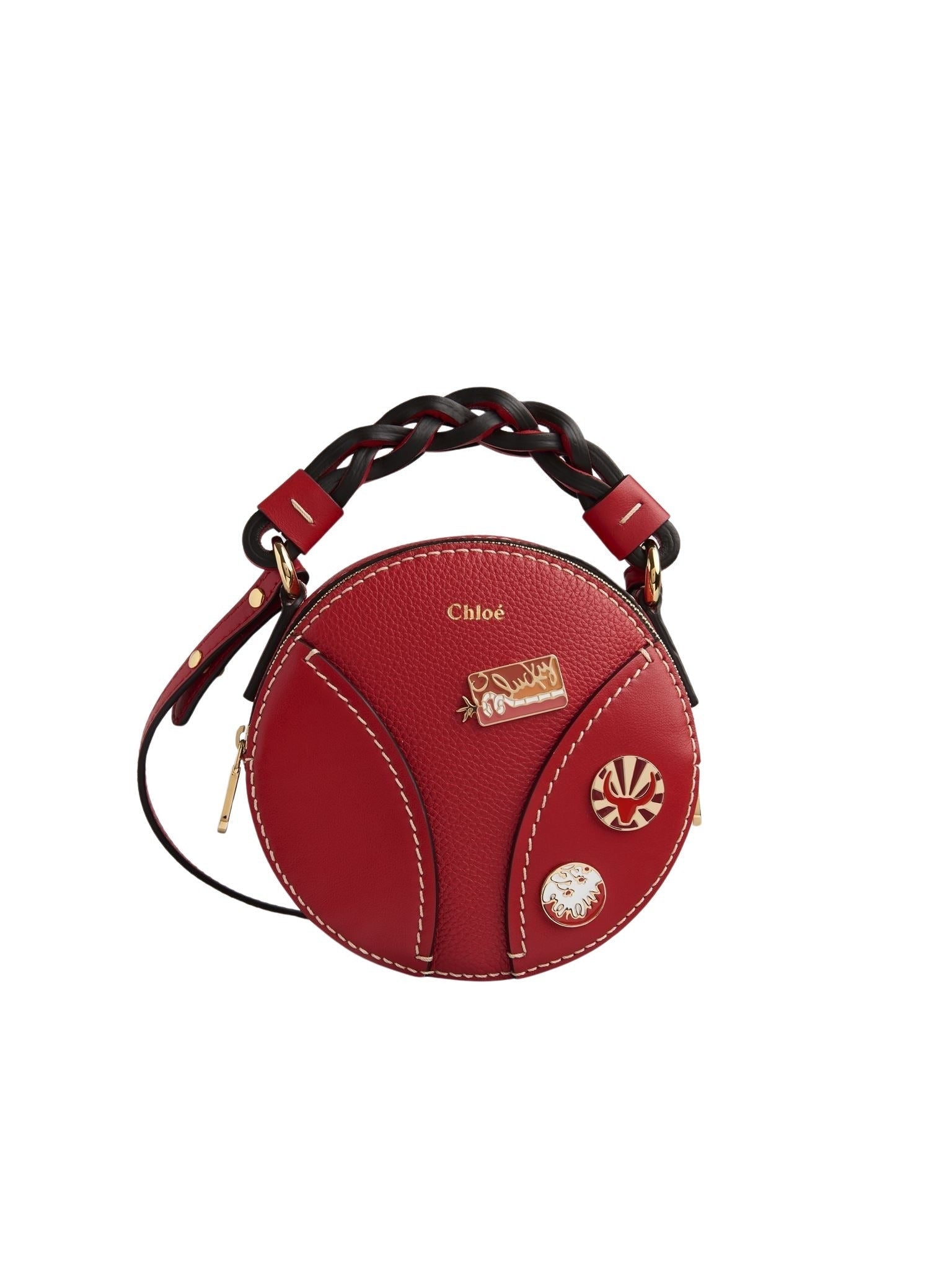Mini sac rond Daria en cuir - Juicy Red