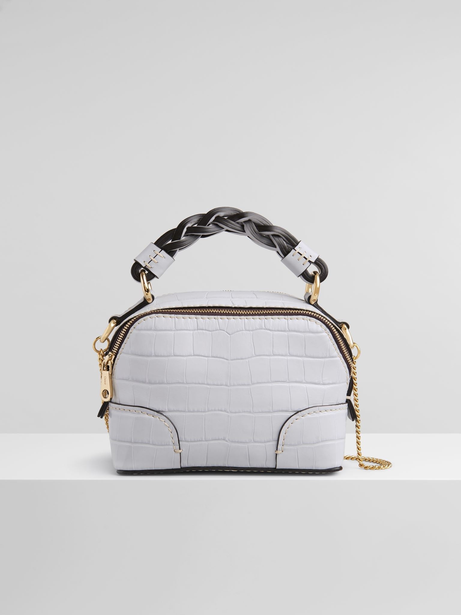 Mini sac Daria à bandoulière en chaîne en cuir - Light Cloud