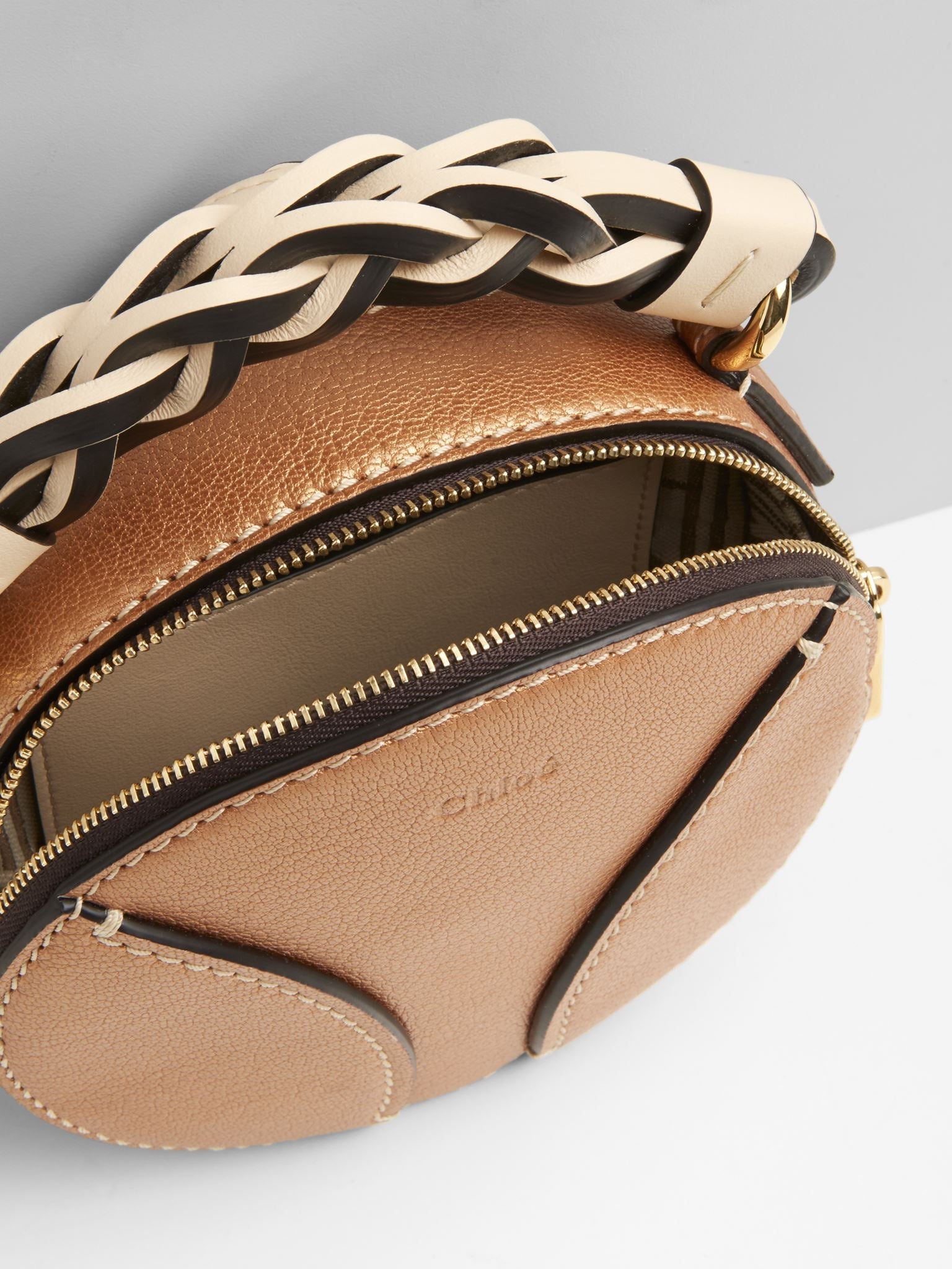 Mini sac rond Daria en cuir - Rose Gold