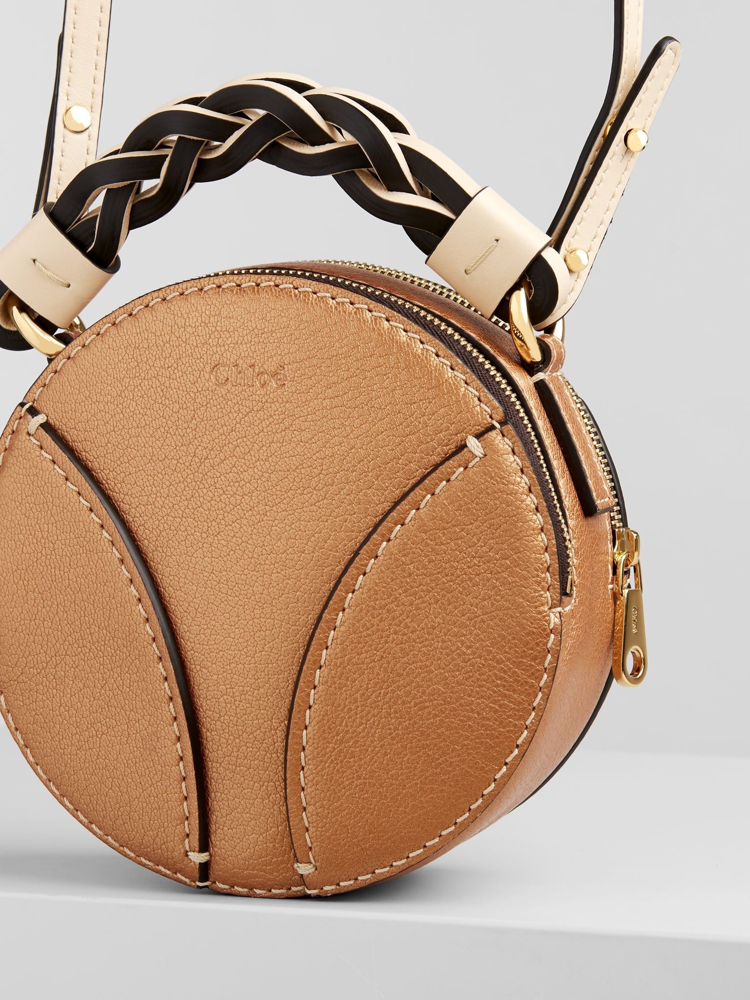 Mini sac rond Daria en cuir - Rose Gold