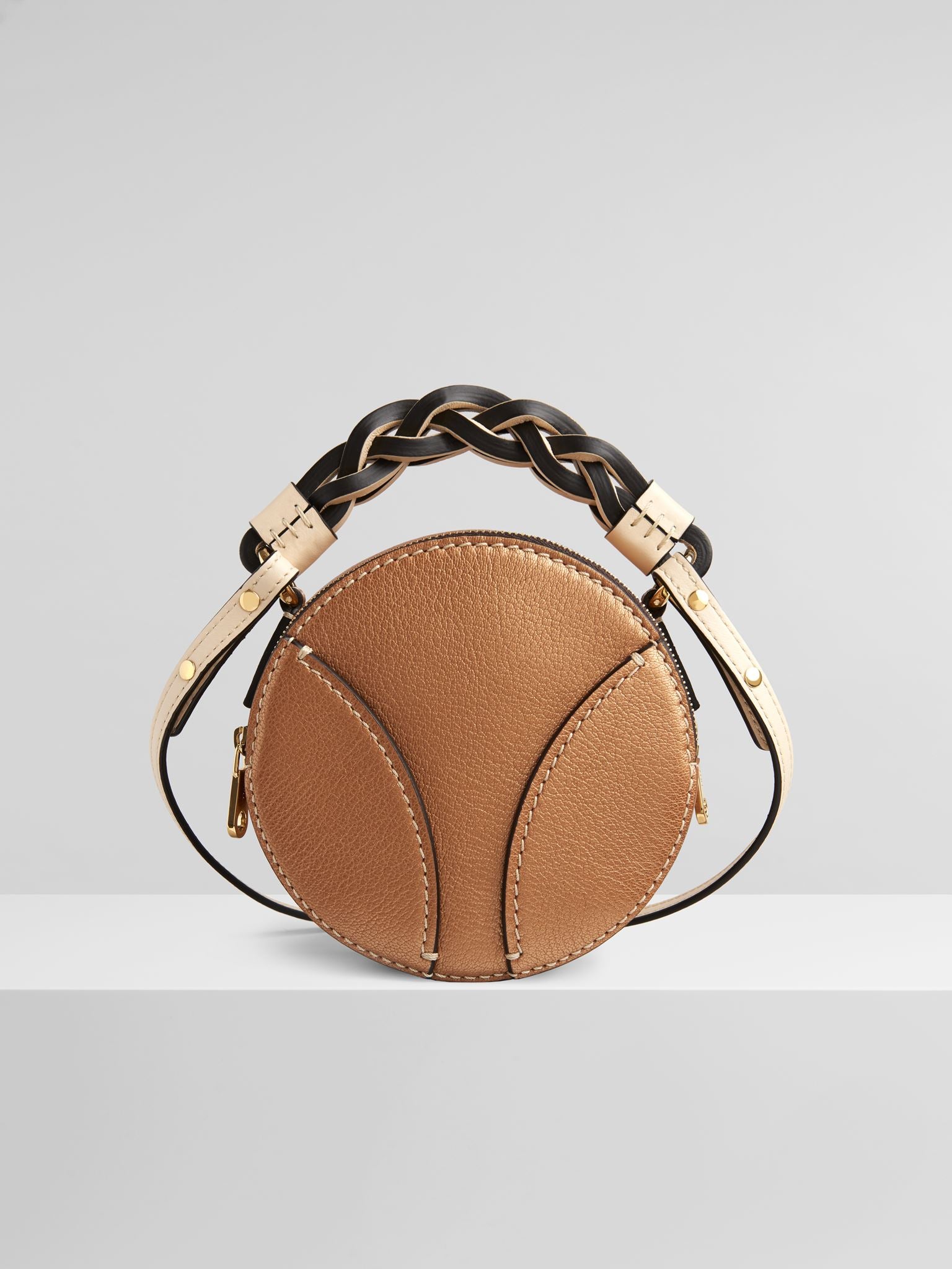 Mini sac rond Daria en cuir - Rose Gold