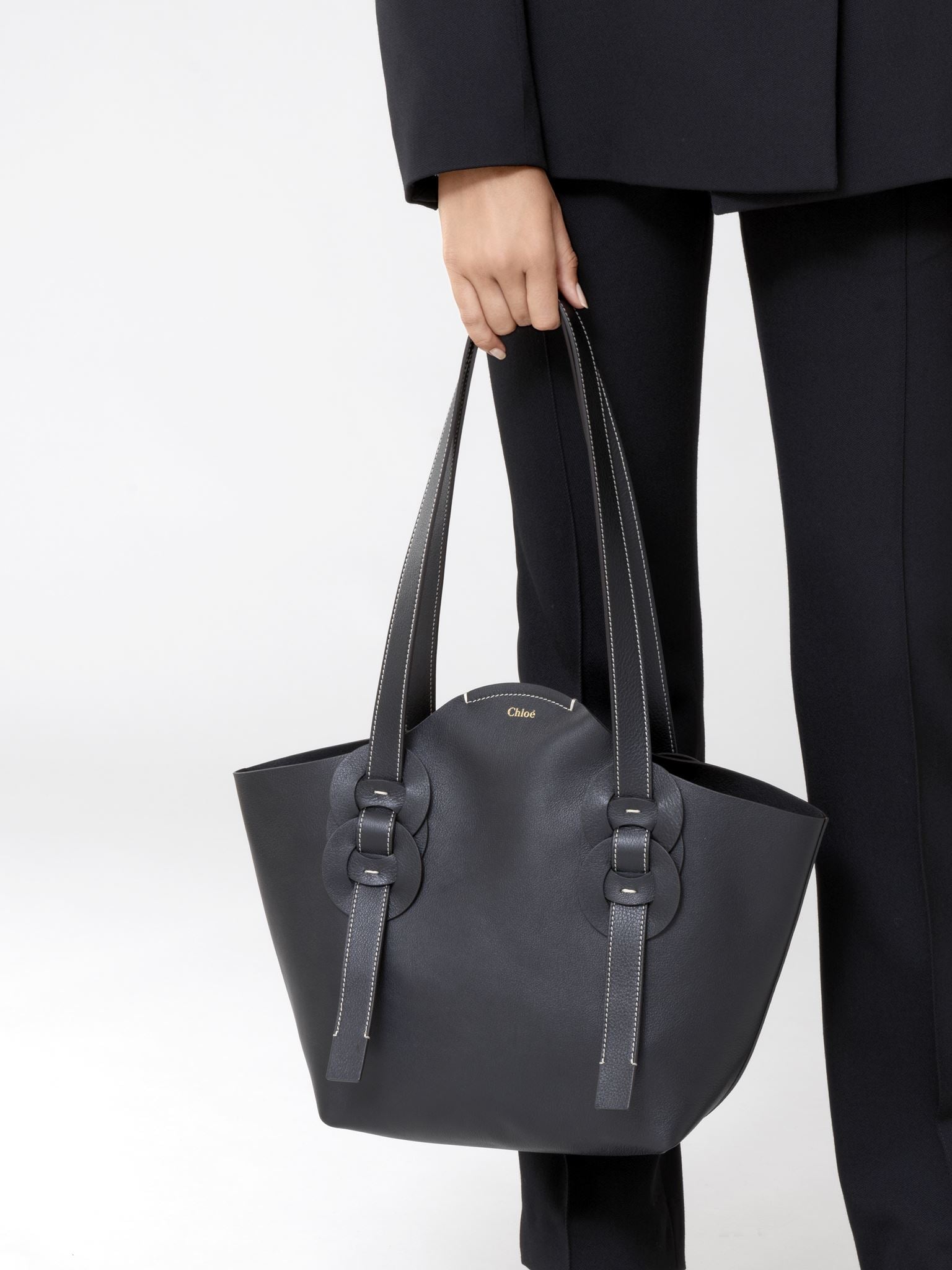 Petit sac cabas Darryl en cuir - Black