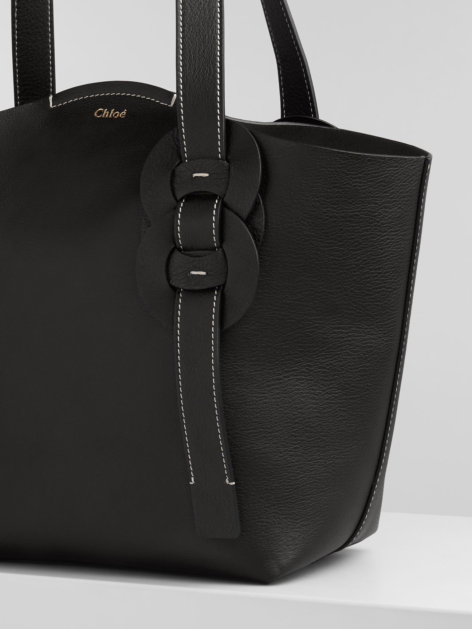 Petit sac cabas Darryl en cuir - Black