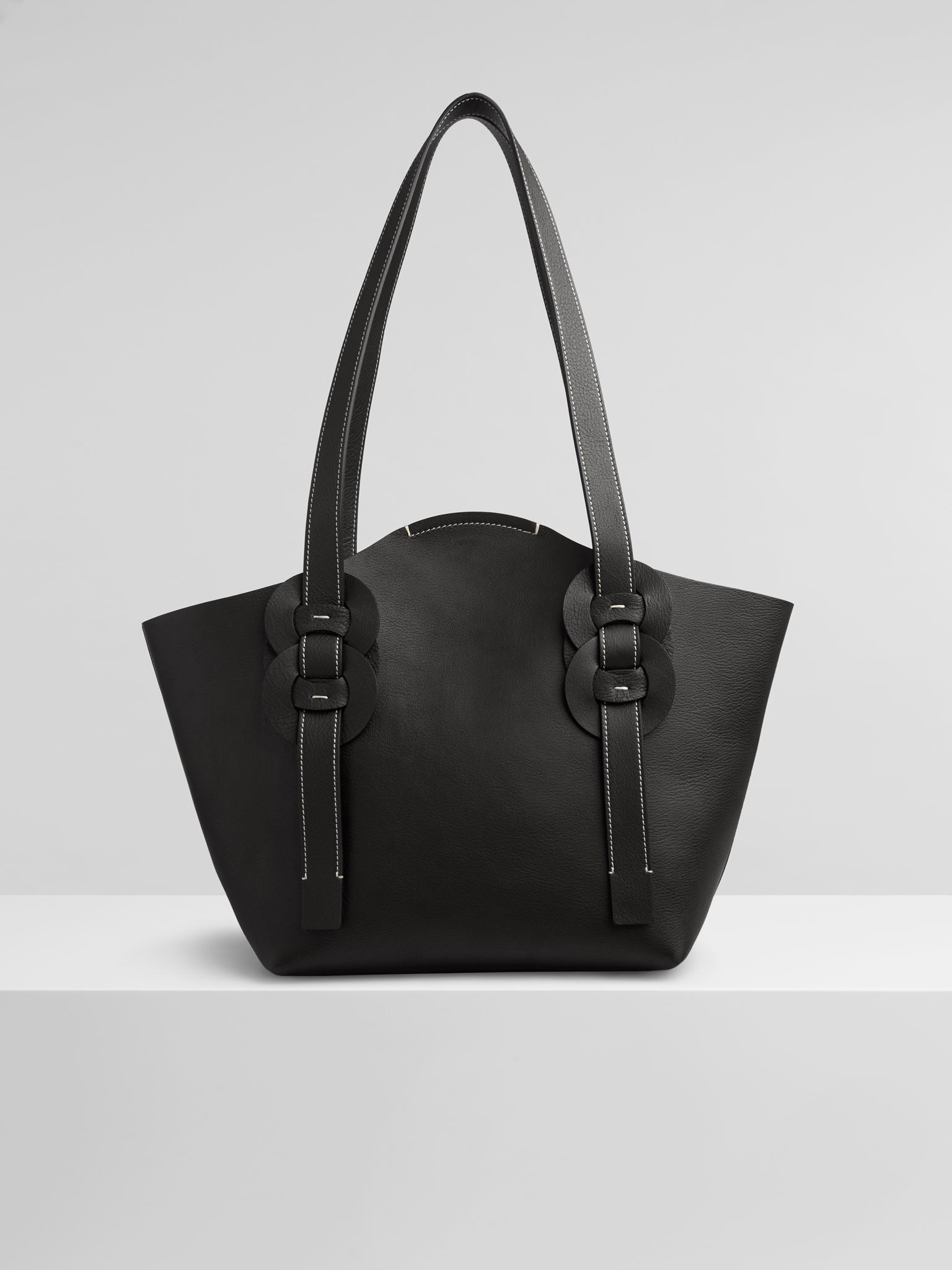 Petit sac cabas Darryl en cuir - Black