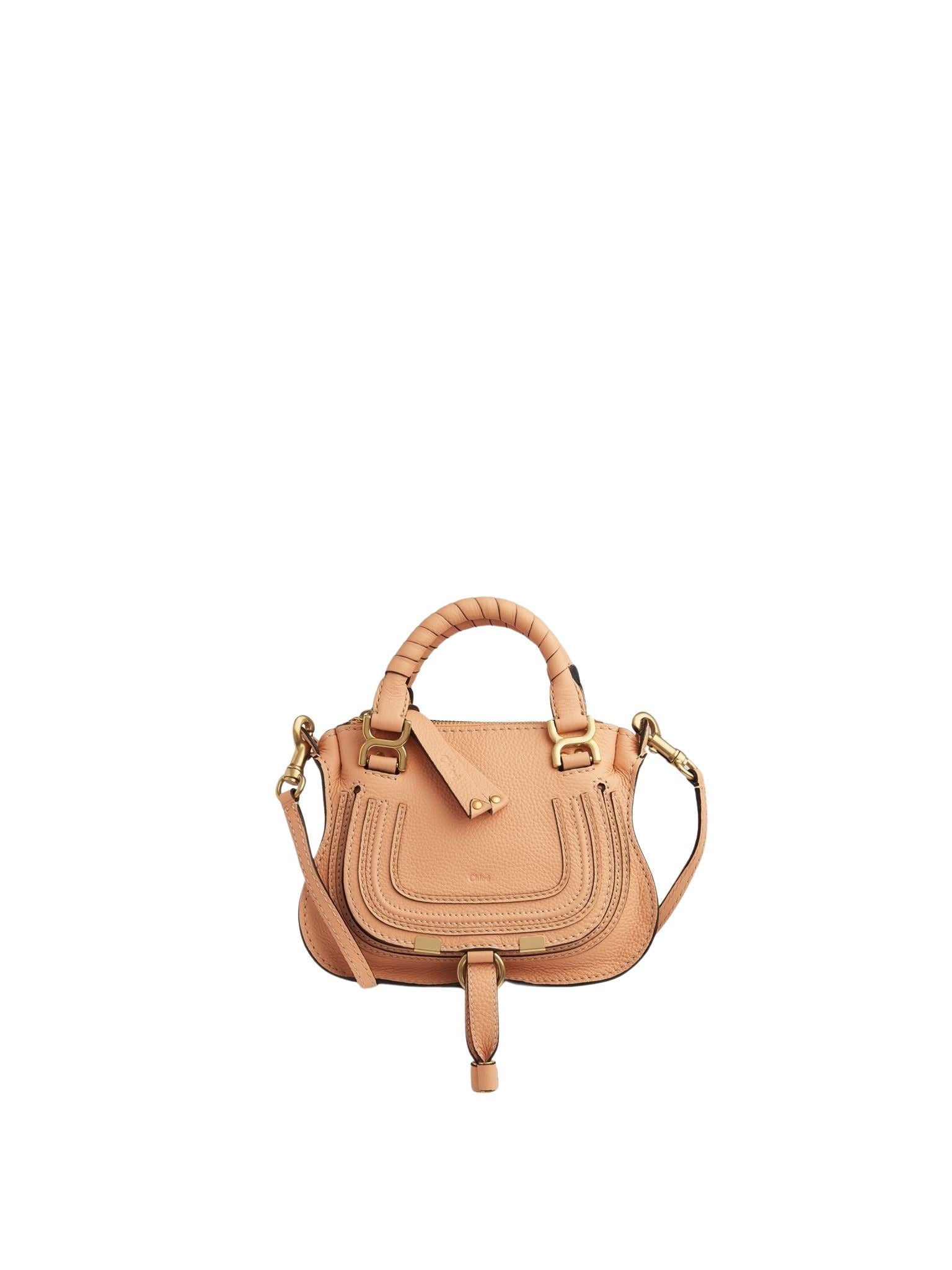 Mini sac Marcie en cuir à petite grain - Fleur de Pêche