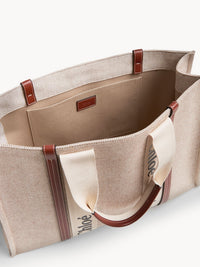 Grand sac cabas Woody - White & Brown