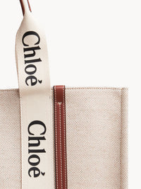 Grand sac cabas Woody - White & Brown