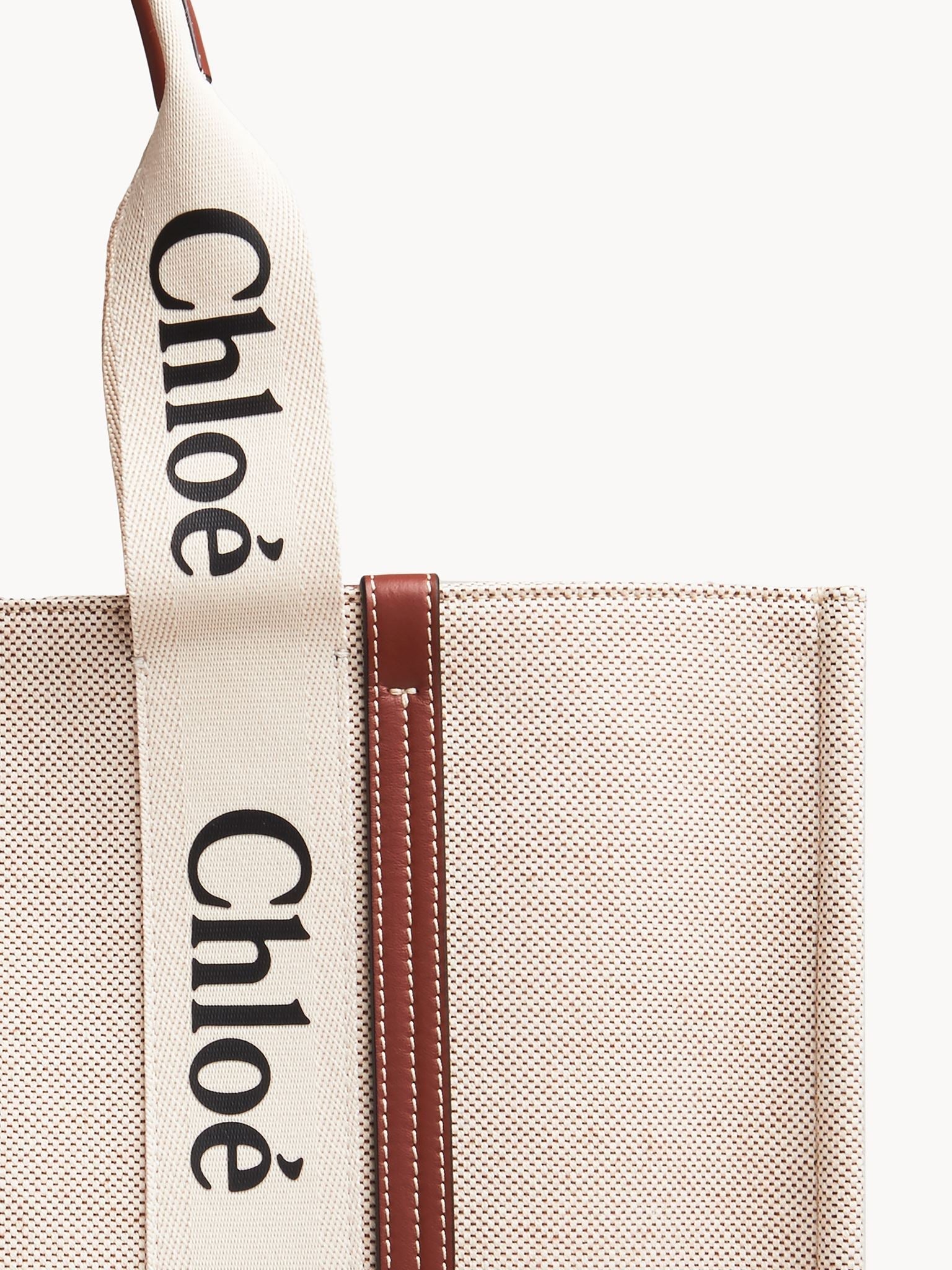 Grand sac cabas Woody - White & Brown