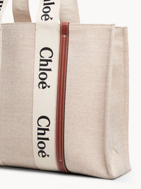 Grand sac cabas Woody - White & Brown