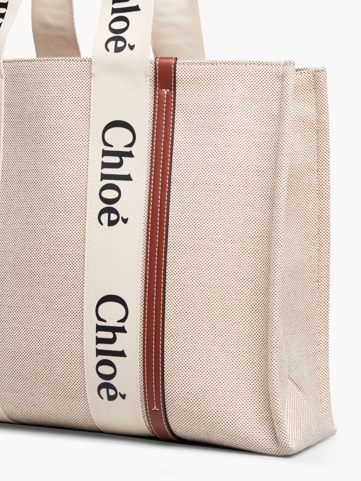 Grand sac cabas Woody - White & Brown
