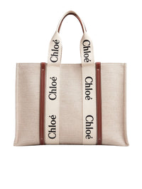 Grand sac cabas Woody - White & Brown