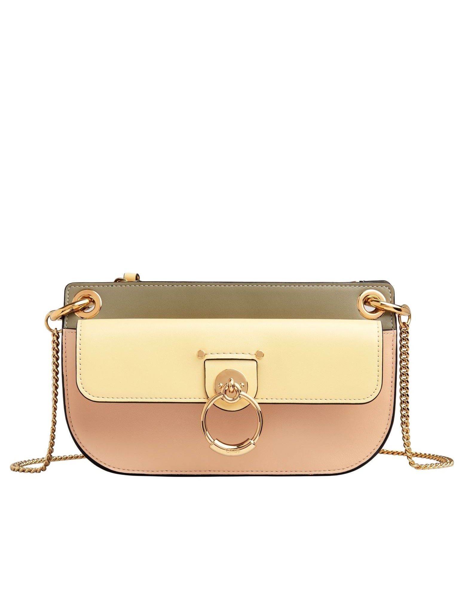 Sac pochette Tess à bandoulière chaîne en cuir - Softy Yellow
