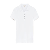 Polo en piqué de coton extensible avec éléments Check - White