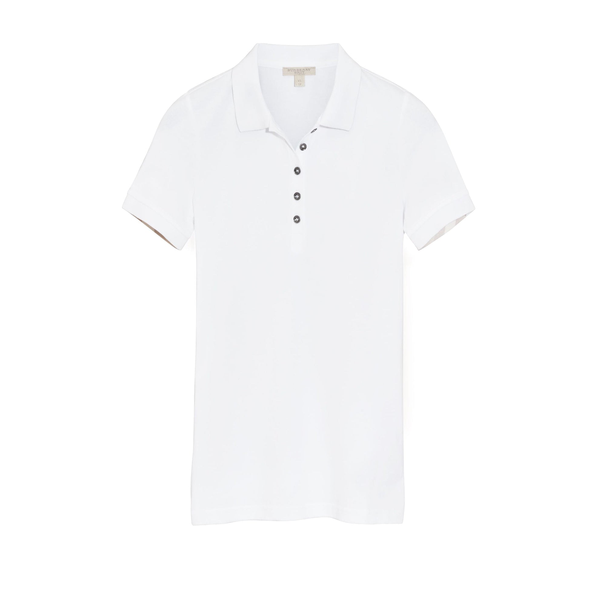 Polo en piqué de coton extensible avec éléments Check - White