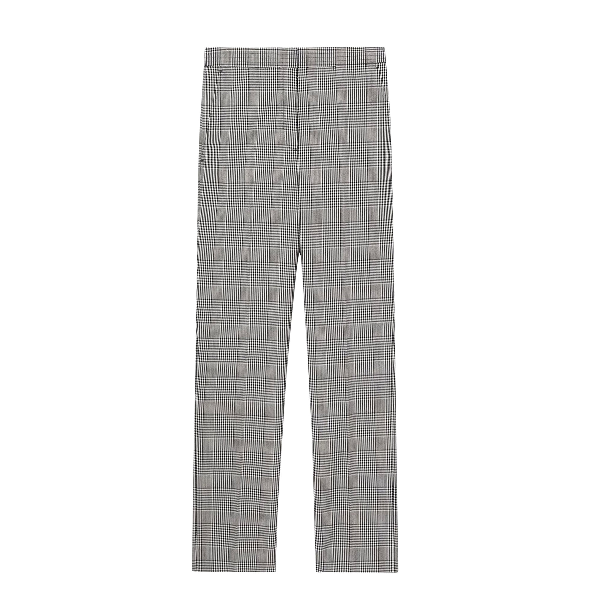 Pantalon tailleur 7/8 en laine technique Check - Black Check