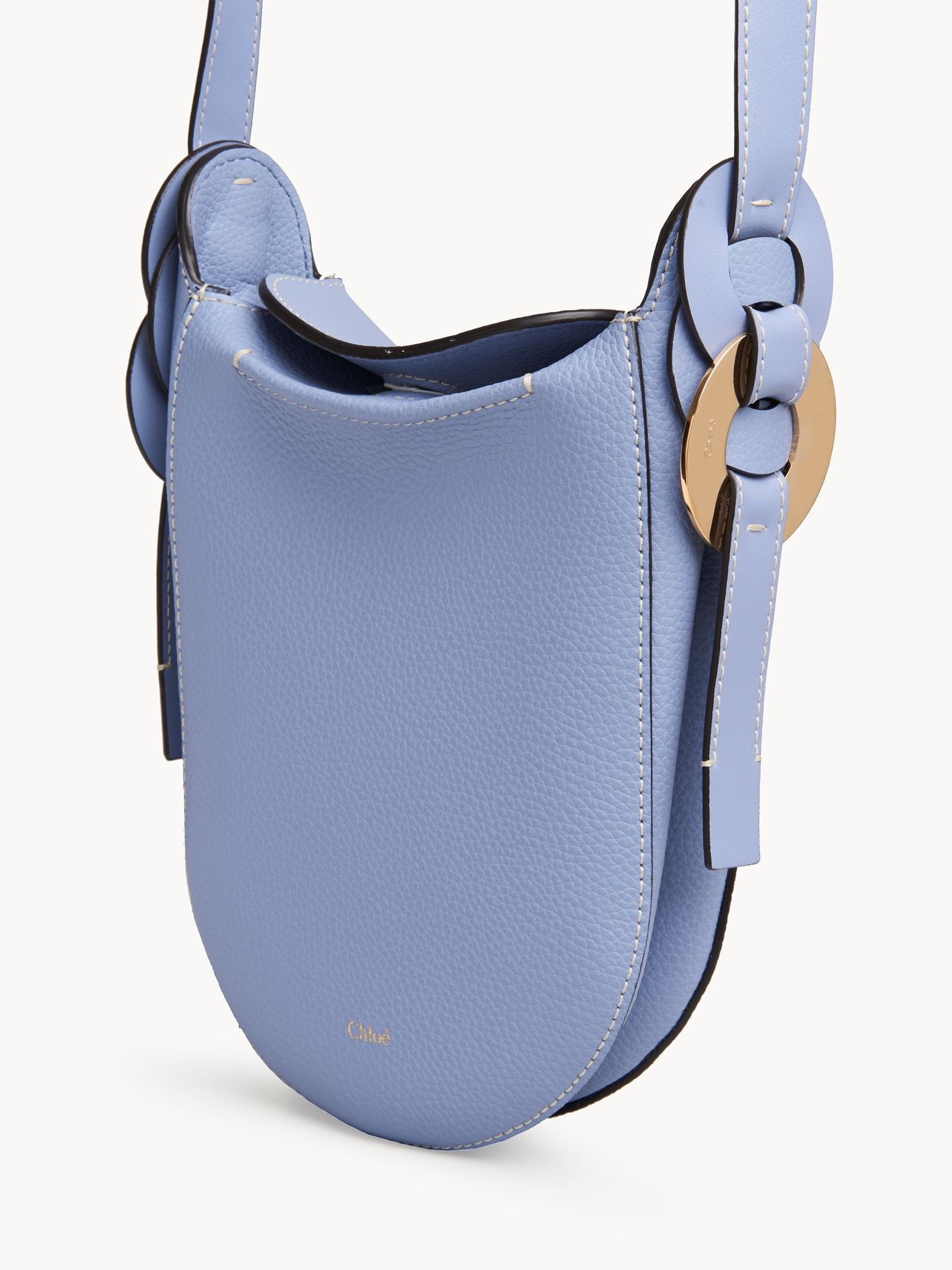 Sac pochette téléphone Darryl en cuir - Gentle Blue