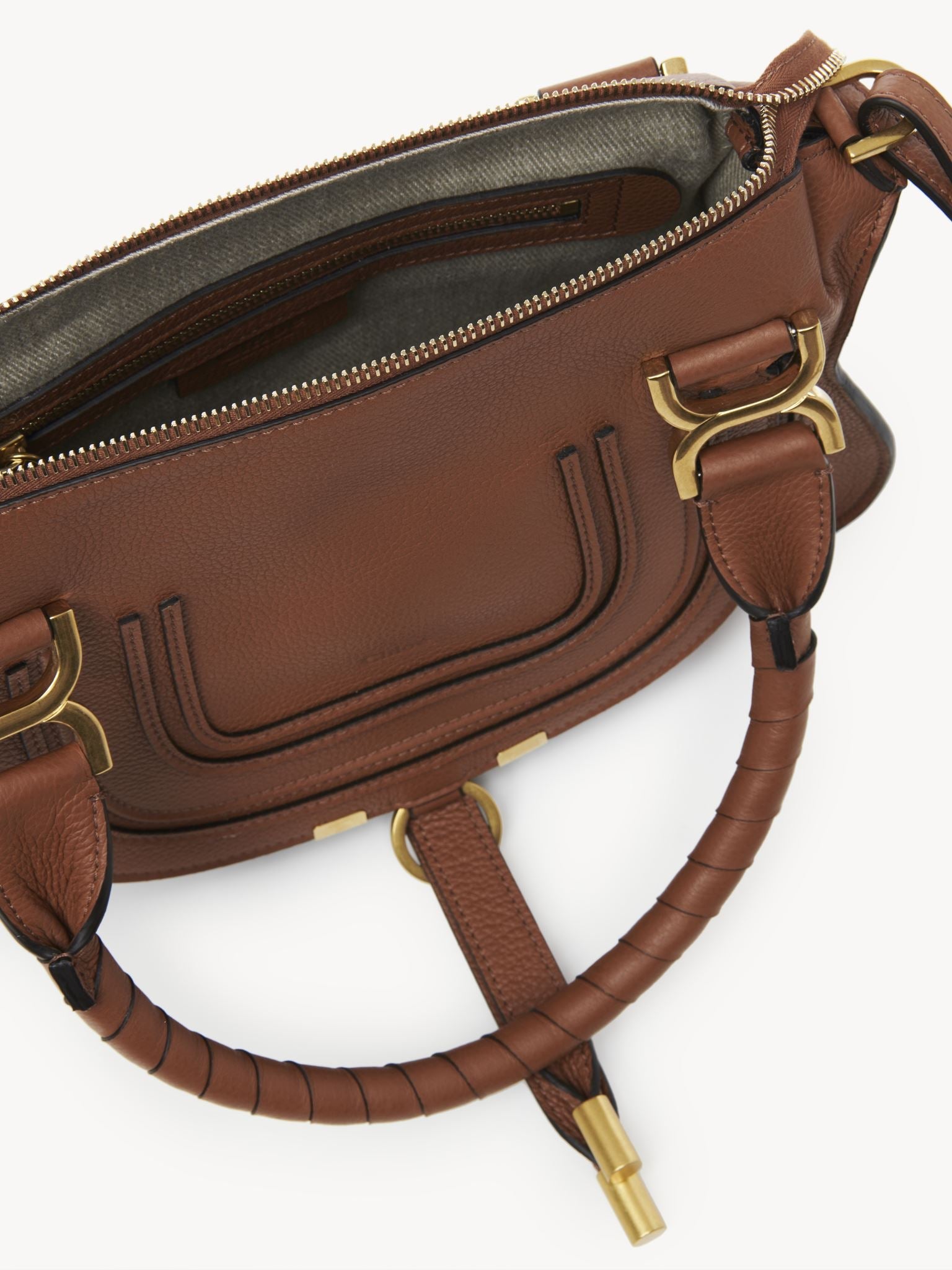 Petit sac double porté Marcie en cuir - Tan