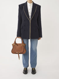 Petit sac double porté Marcie en cuir - Tan