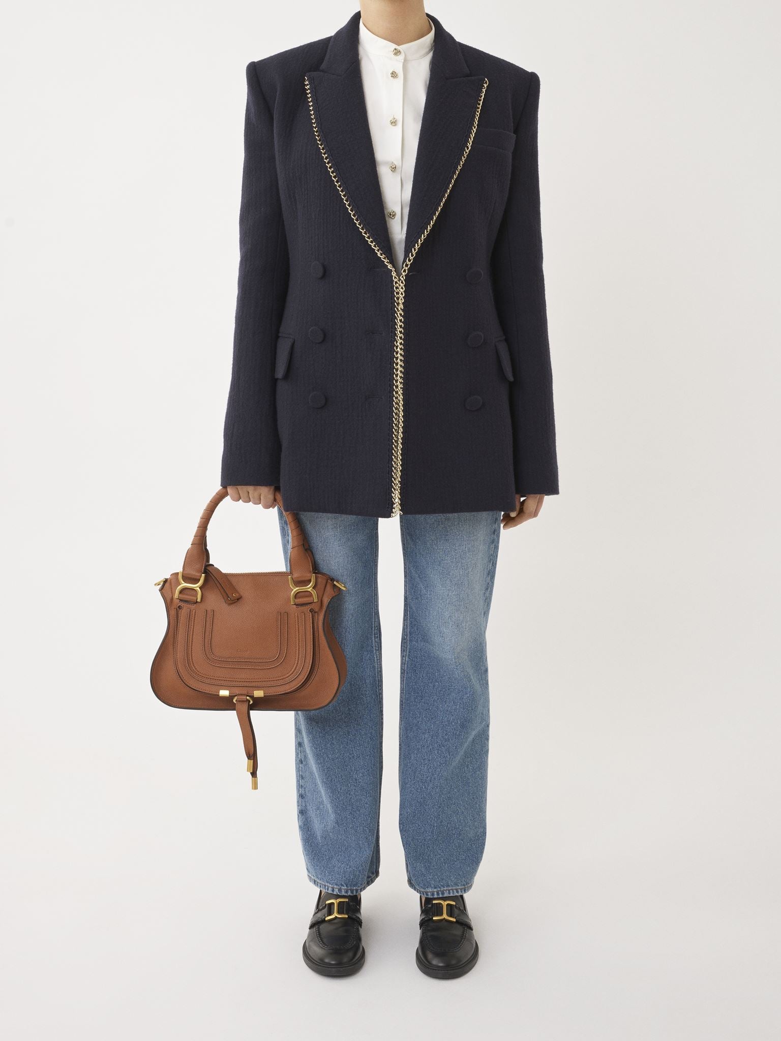 Petit sac double porté Marcie en cuir - Tan