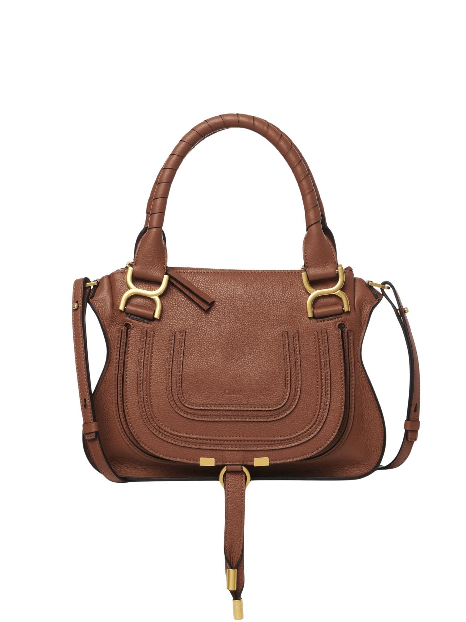 Petit sac double porté Marcie en cuir - Tan