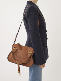Petit sac double porté Marcie en cuir - Tan