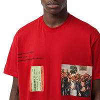 T-shirt oversize en coton à imprimé montage - Bright Red