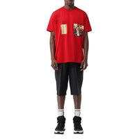 T-shirt oversize en coton à imprimé montage - Bright Red