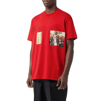 T-shirt oversize en coton à imprimé montage - Bright Red