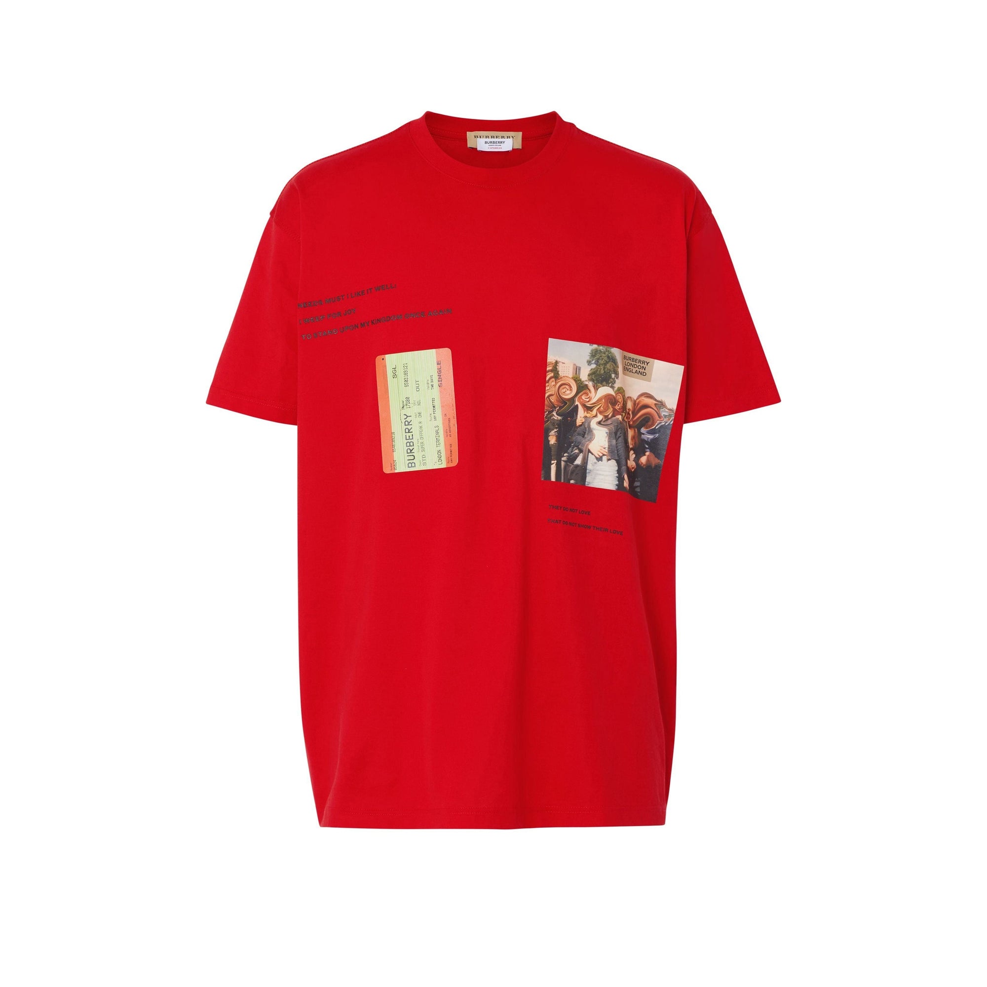 T-shirt oversize en coton à imprimé montage - Bright Red
