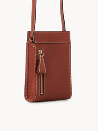 Pochette téléphone Edith en cuir - Sepia Brown