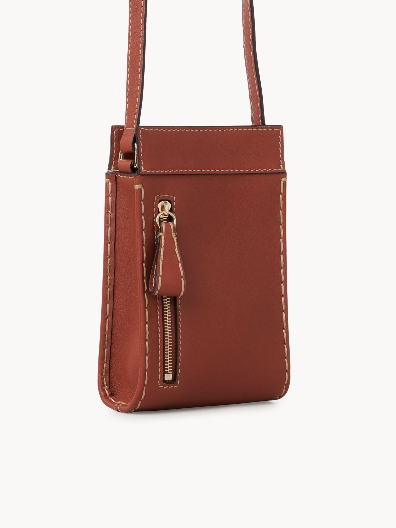 Pochette téléphone Edith en cuir - Sepia Brown