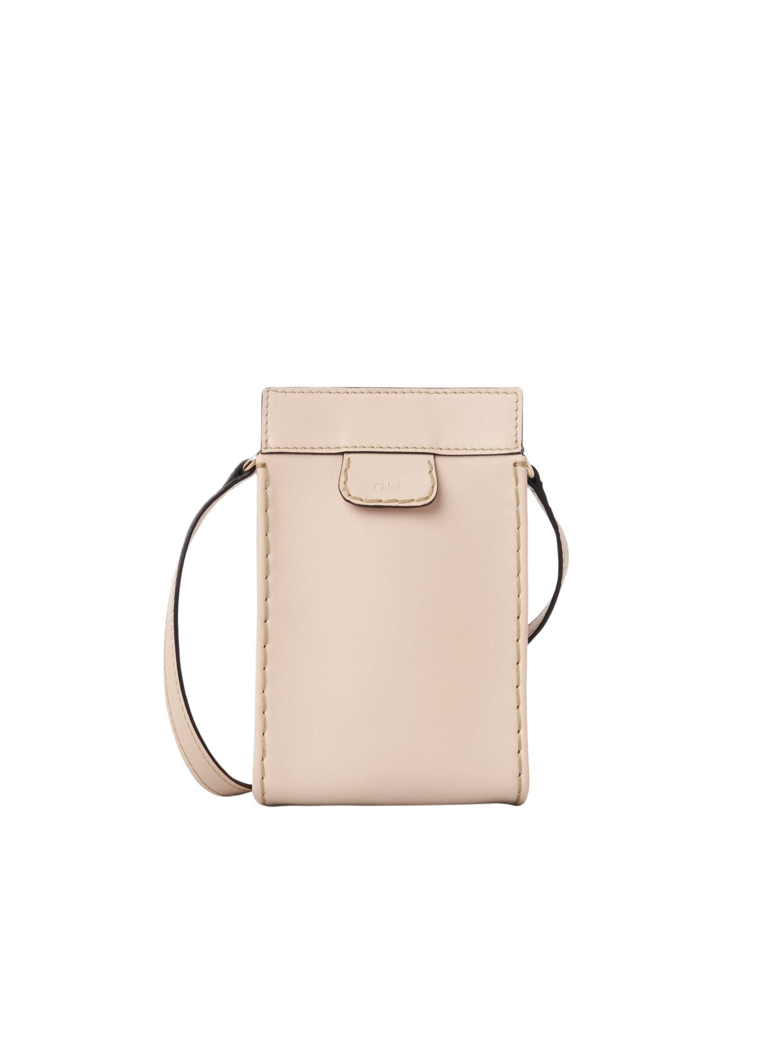Pochette téléphone Edith en cuir - Ciment Rose