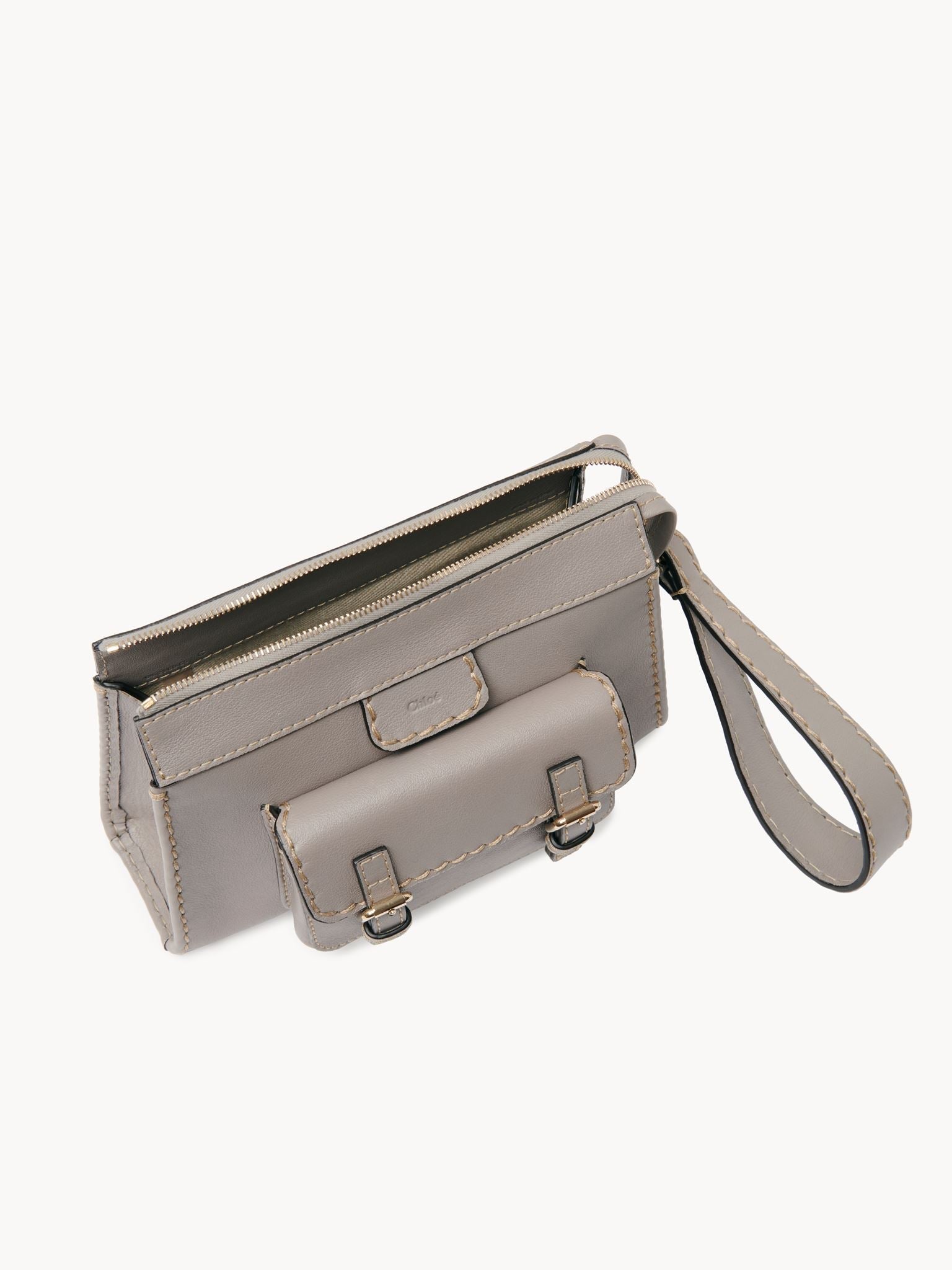 Petite Sac pochette edith en cuir - Cashmere Grey