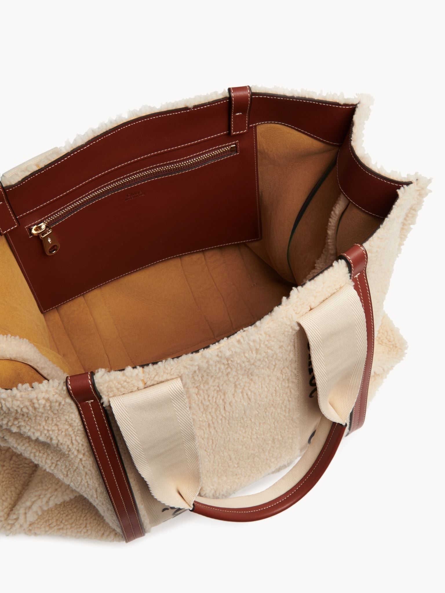 Grand sac cabas Woody en cuir - Mild Beige