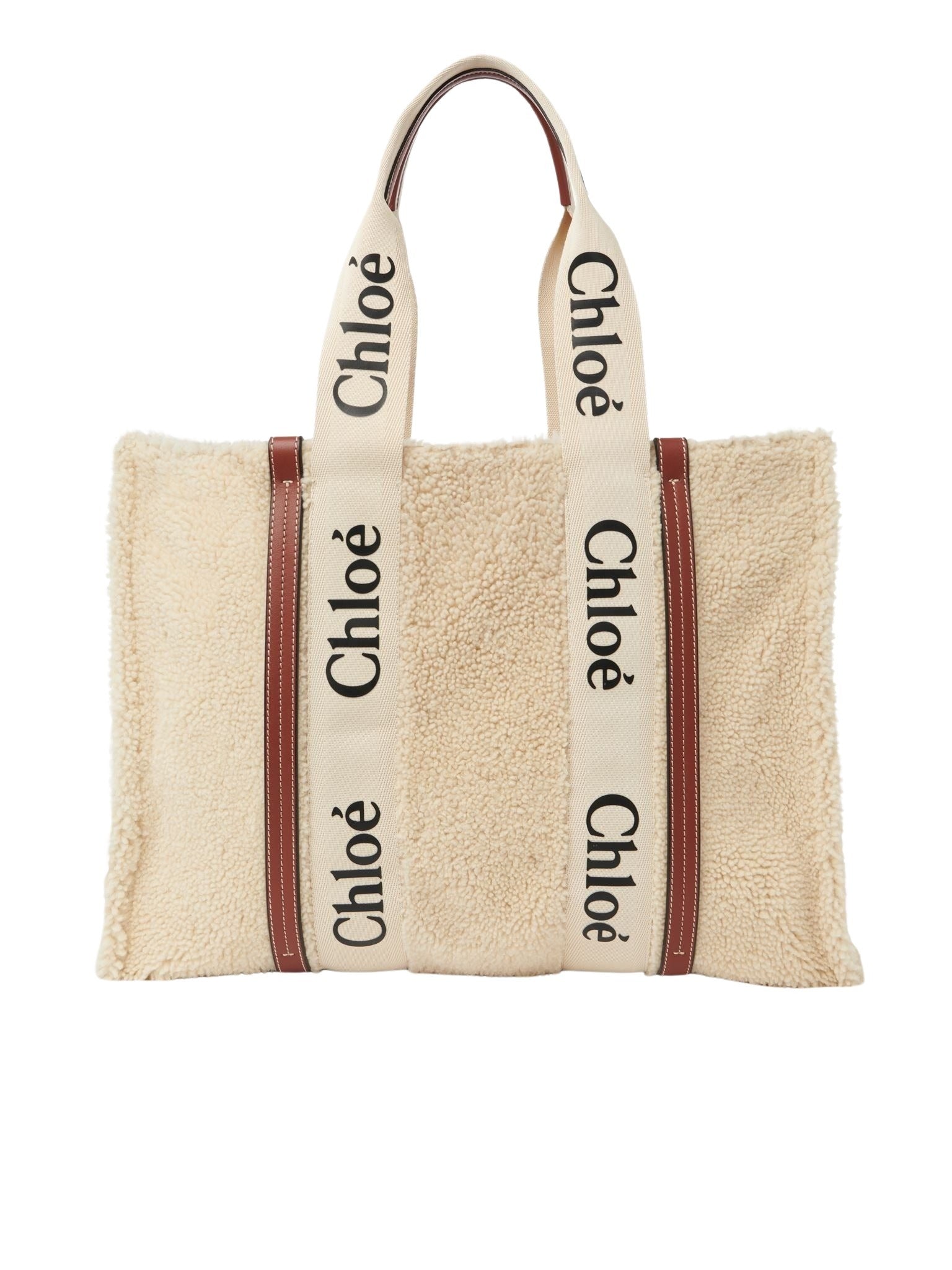 Grand sac cabas Woody en cuir - Mild Beige